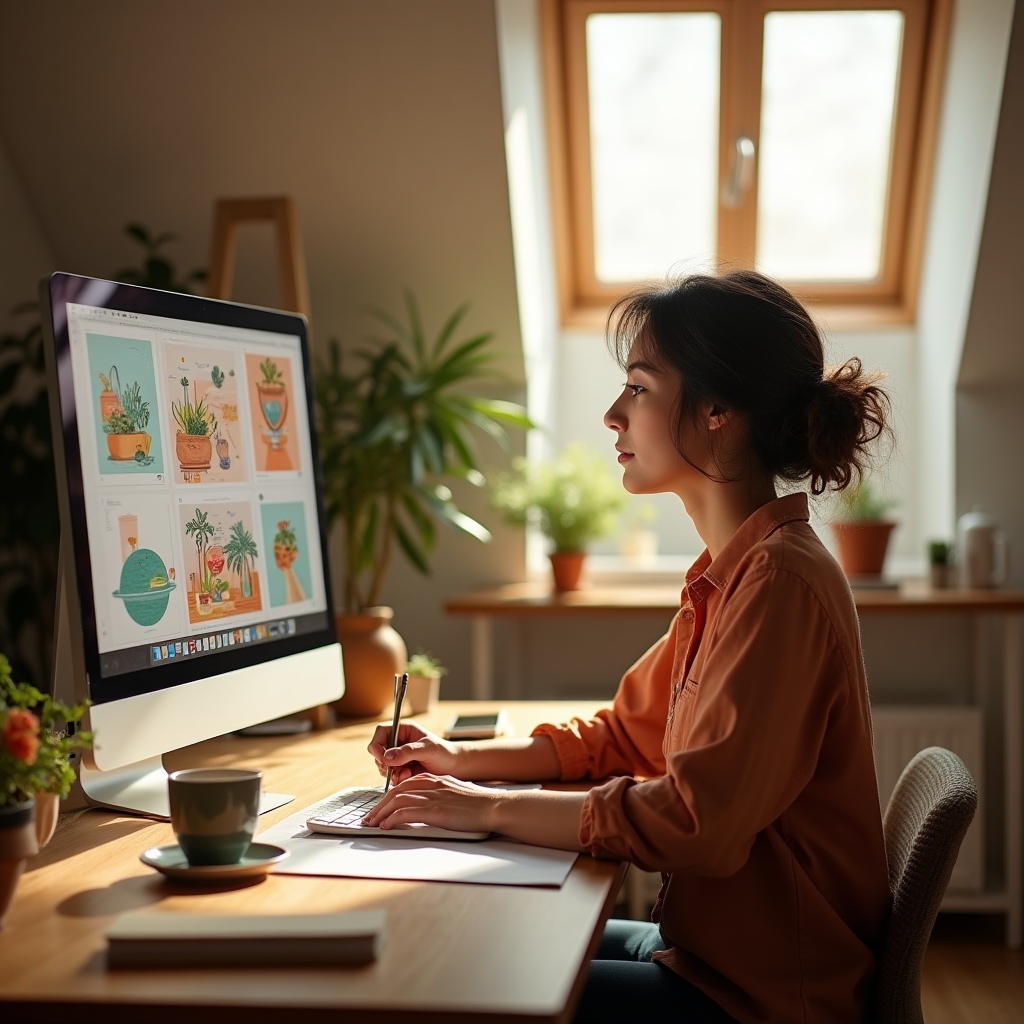 Студент работает над творческим проектом на платформе Krestia